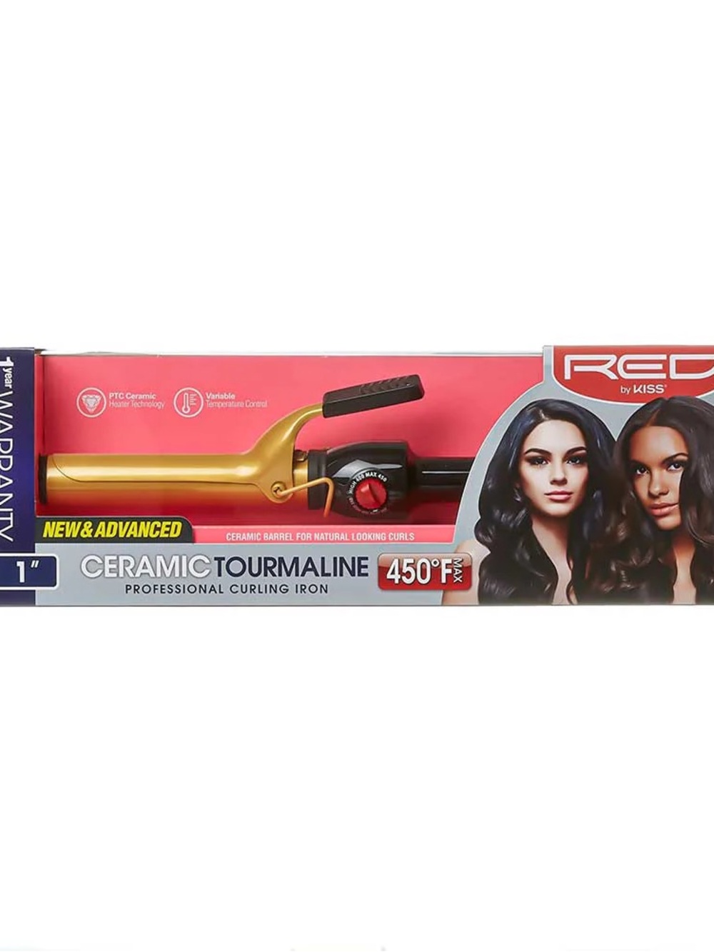 Kiss Gold and Black Ceramic Tourmaline Curling Iron